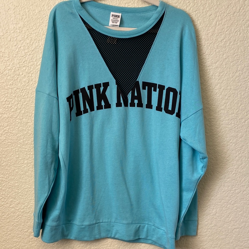 PINK Victoria's Secret Turquoise and Black Top